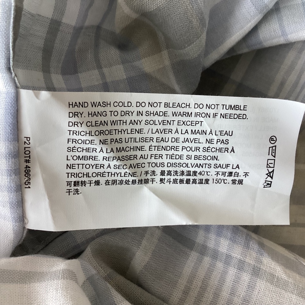 Theory Plaid Cotton & Linen Button-Up Shirt, size L - Picture 8 of 11